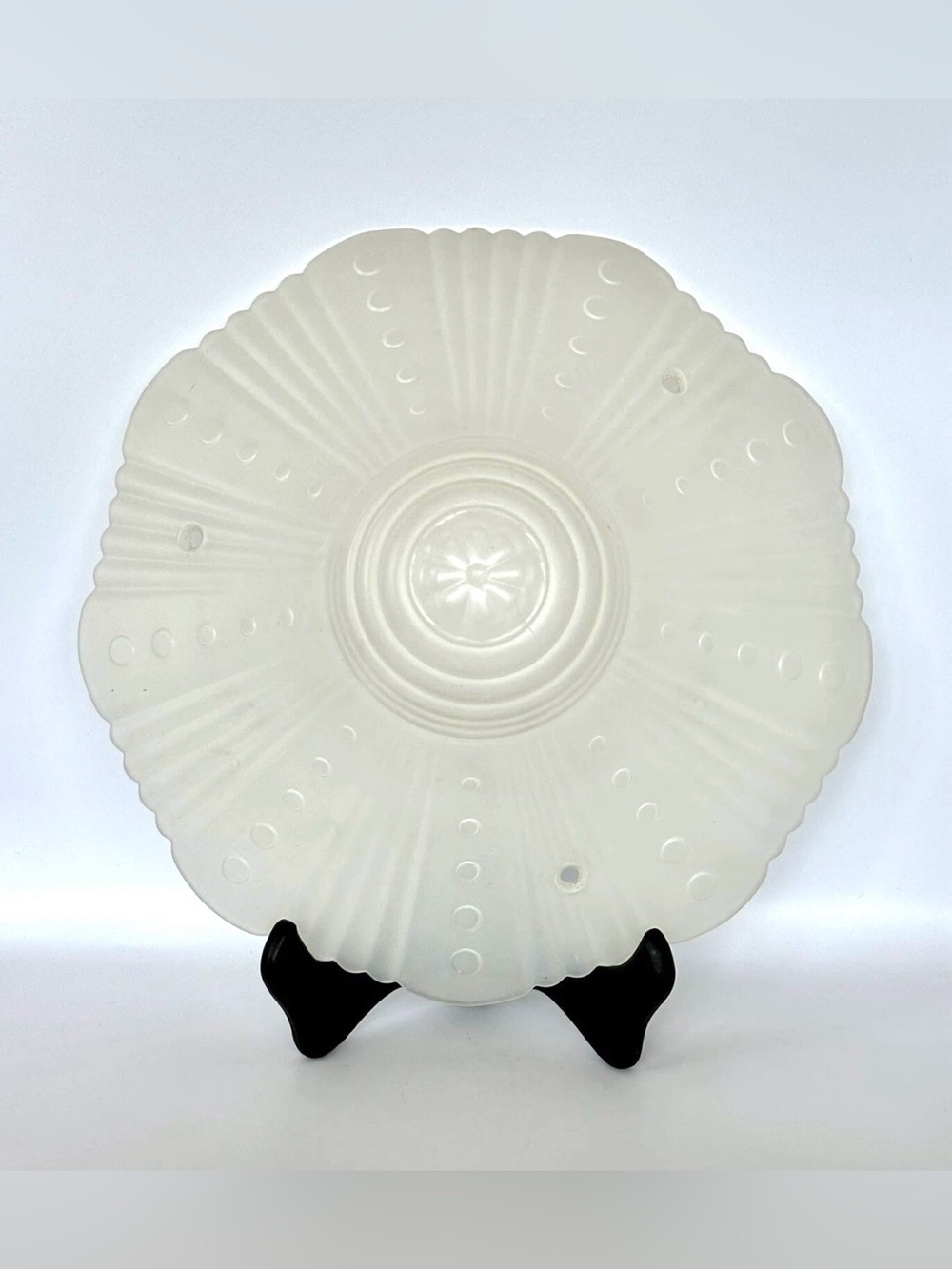 Vintage White Art Deco Early-Mid Century Glass Ceiling Light Shade 3 Hole